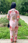 SEHAJ-Soft Pink Floral Printed Two Piece Set