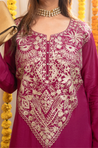 NAZM- Kasab Embroidered Deep Wine Ethnic Dress