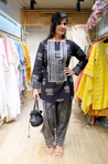 AAFREEN-  Black Lotus  Printed Farshi Salwar set with Potli Bag