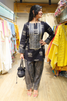 AAFREEN-  Black Lotus  Printed Farshi Salwar set with Potli Bag