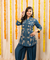 NAZM-  Teal Blue Embroidered  Two Piece Pathani Set