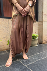 Mizaaj-Mocha Tunic style Top with Dhoti Skirt Set(PRE-0RDER)