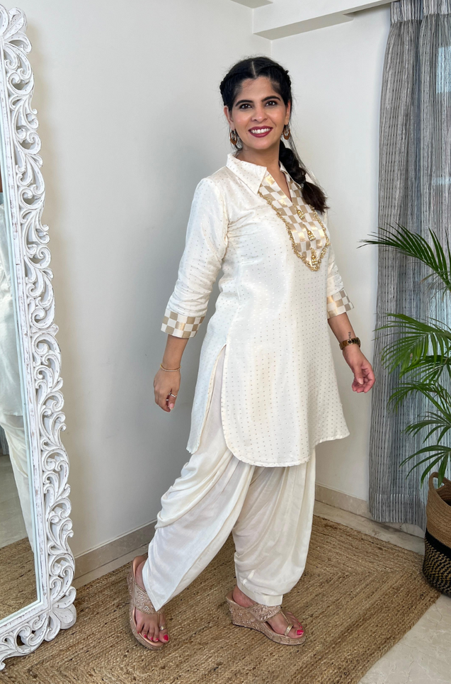NOORANI-Cream Two Piece Patiala Set
