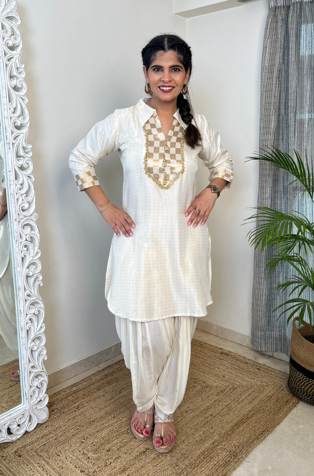 NOORANI-Cream Two Piece Patiala Set