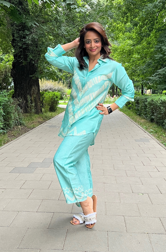 SEHAJ- Cyan Blue Co-ord Set