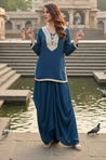 NAZM- Blue Drape Skirt With Short Kurta
