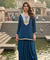 NAZM- Blue Drape Skirt With Short Kurta