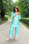 SEHAJ- Cyan Blue Co-ord Set