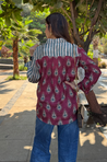 Jazba -Burgandy Dual Printed Stripe Shirt