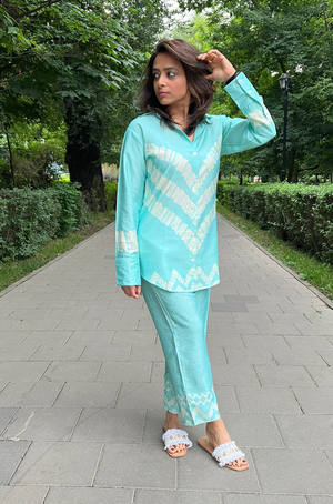 SEHAJ- Cyan Blue Co-ord Set