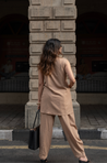 REZAAR-Mocha Blazer With Bustier and cuffed Pants