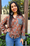Jazba- Coffee Brown Pocket Printed Shirt