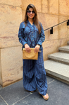Rozana-Blue Printed Drape Pant Co-Ord Set (Pre-Order)