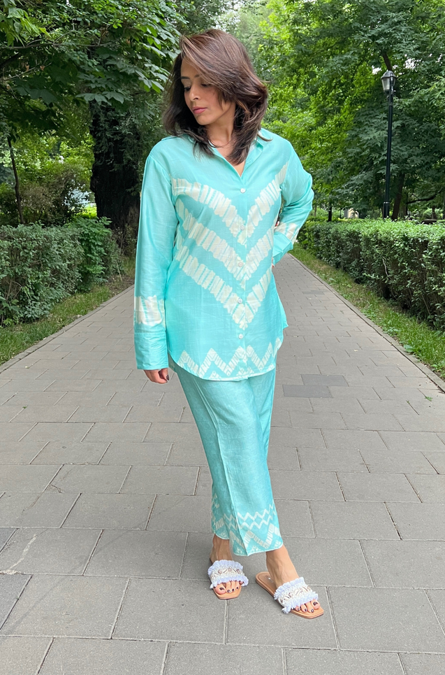 SEHAJ- Cyan Blue Co-ord Set