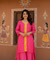 MEHER-Radiant Pink  Bandhani  High-Low Kurta With  Flared Pant