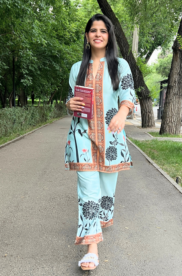 SEHAJ-Sky Blue Floral Printed Two Piece Set