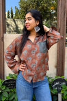 Jazba- Coffee Brown Pocket Printed Shirt