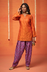 Festive Rust Orange Patola Printed Farshi Salwar Set(Pre-order)