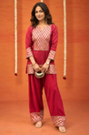 Festive Elegant Karwa Chauth Red Ethnic Farshi Salwar Set