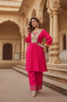 SUROOR - Pink Mirror Batwing  Two Piece Set