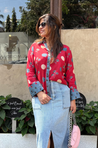 Jazba-Red Polka Bloom Printed shirt