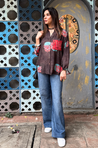 AURA-Brown Pocket Printed Shirt