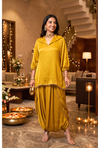 Mizaaj-Golden Mustard Tunic style Top with Dhoti Skirt Set(PRE-0RDER)