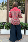 Jazba-Mocha Brown Lotus Dual Printed Shirt