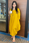 REZAAR-Mustard  Yellow Cowl Dress