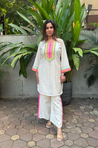JUGNI-Neon Off-white Solid Two -Piece Set