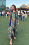 Rozana- Blue Cotton Elegant Fusion Drape Dress