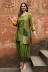 MEHER-  Olive Green Jacket with Inner and Goro  Pant
