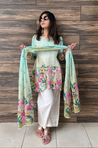 KHWAAB - Sea Green Three Piece Suit Set