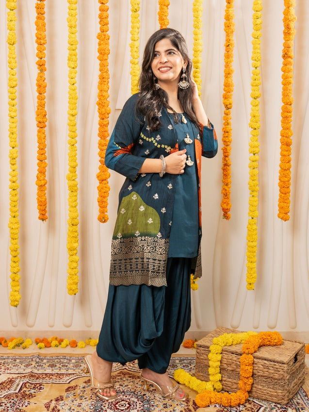 MEHER-  Navy Blue Jacket with Inner and Goro  Pant