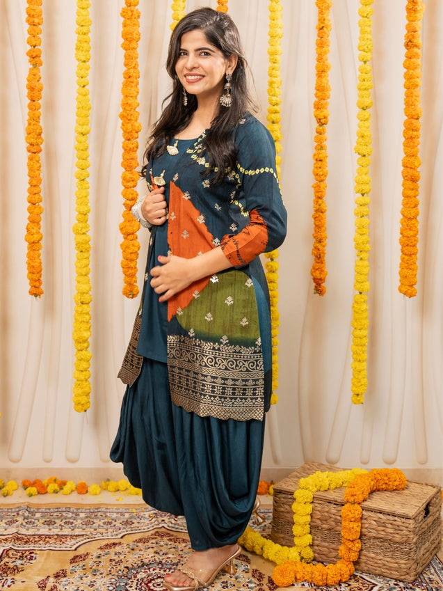 MEHER-  Navy Blue Jacket with Inner and Goro  Pant
