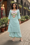 ZAIB-Powder Blue Aari Embroidered Two piece Set