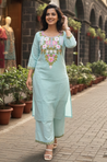 ZAIB-Powder Blue Aari Embroidered Two piece Set