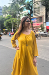 REZAAR-Mustard  Yellow Cowl Dress