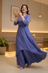 Periwinkle Blue Solid Two Layered Gown