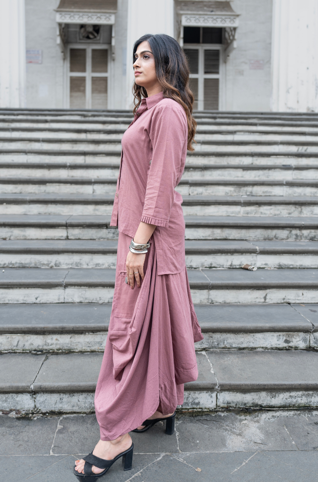 REZAAR-Onion  Pink Turkey Skirt With Short  Shirt