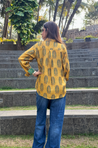 Jazba- Ochre Yellow Leaf Pocket Printed shirt