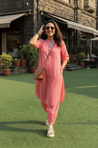 Rozana -Coral Pink Co-ord Kurta Set