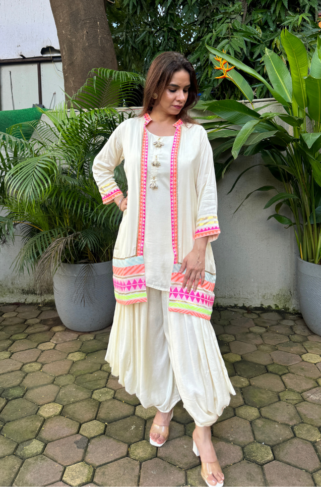 JUGNI-Neon off-white Jacket with Inner and Goro  Pant