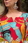 Red Printed Straight fit Kurta With Pants