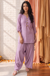 Festive Lavender Kurta with Cowl Pants Set