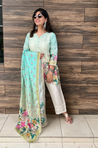 KHWAAB - Sea Green Three Piece Suit Set