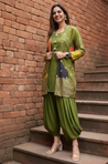 MEHER-  Olive Green Jacket with Inner and Goro  Pant