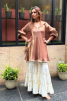 Mizaaj- Mocha Brown Tunic Sharara Set