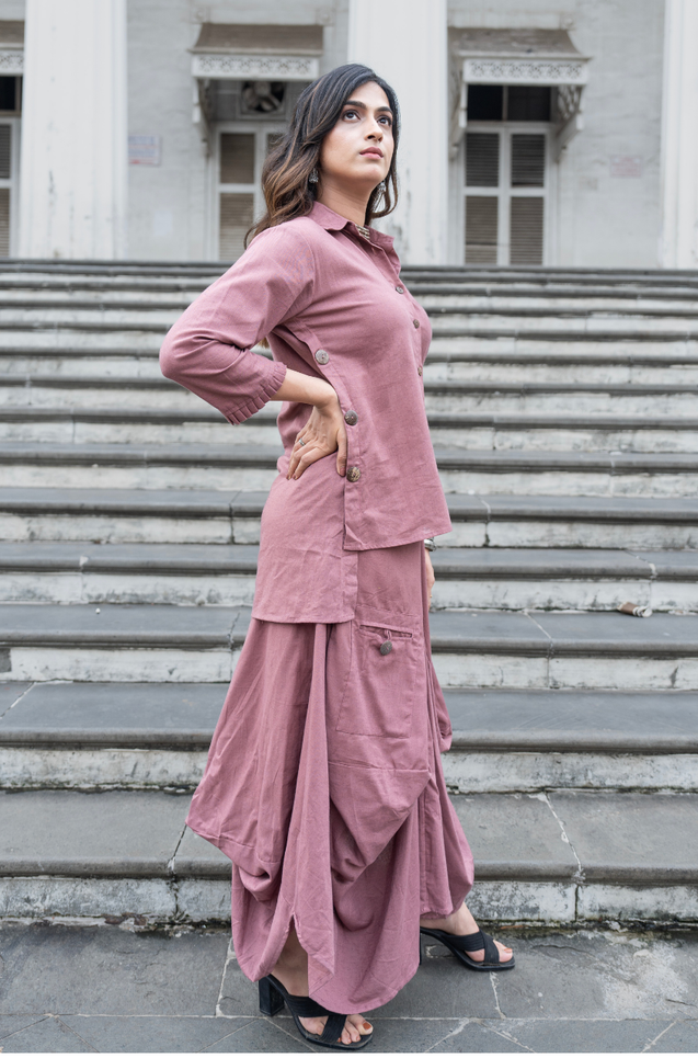 REZAAR-Onion  Pink Turkey Skirt With Short  Shirt