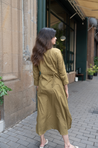 REZAAR-Olive Green Button Detail Shirt Dress